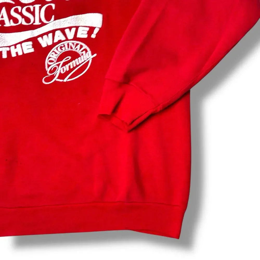 VTG 80/90s Coca-Cola Classic Sweathsirt Puff Print Size M Red Catch the Wave Y2K - Picture 2 of 10